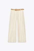 PANTALON LARGE RAYURES CEINTURE