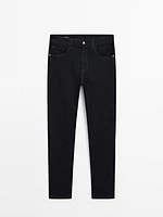 Tapered-fit denim trousers