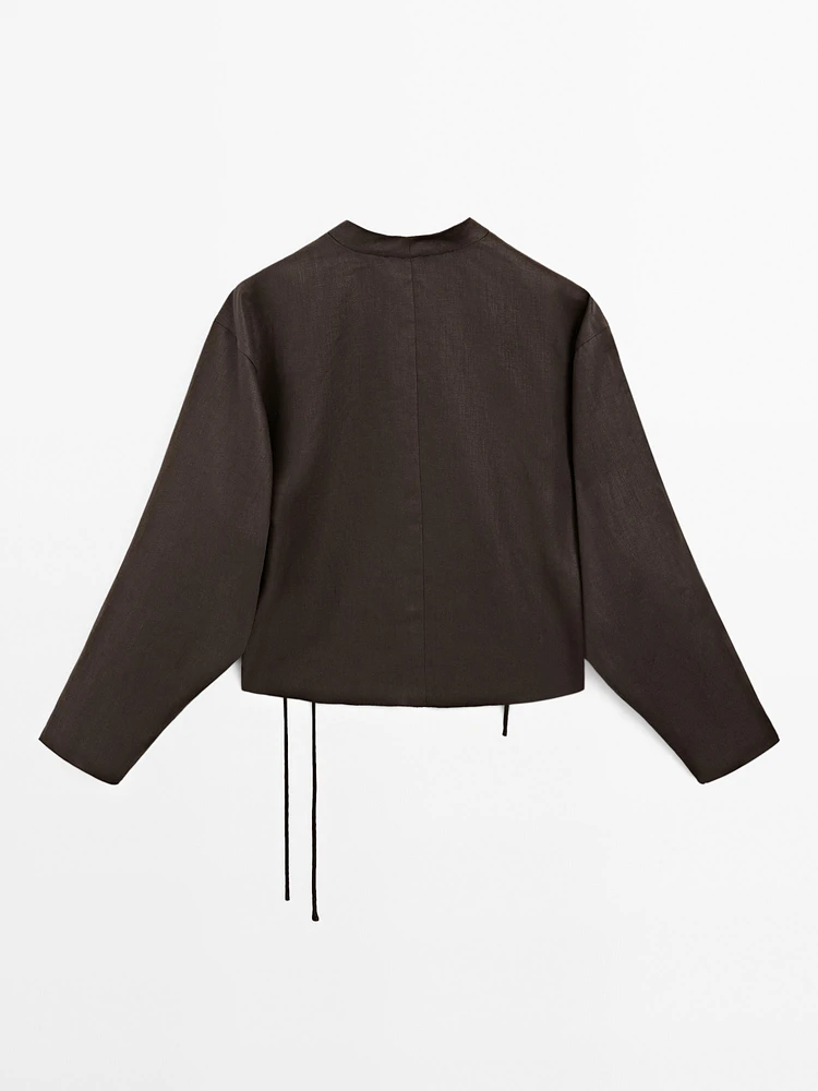 Chemise fluide en lin avec nœud - Studio