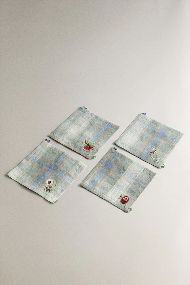 LOT SOUS-VERRE LIN CARRÉS (LOT DE 4)