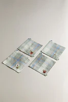 LOT SOUS-VERRE LIN CARRÉS (LOT DE 4)