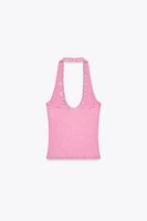 HALTER T-SHIRT WITH RINGS