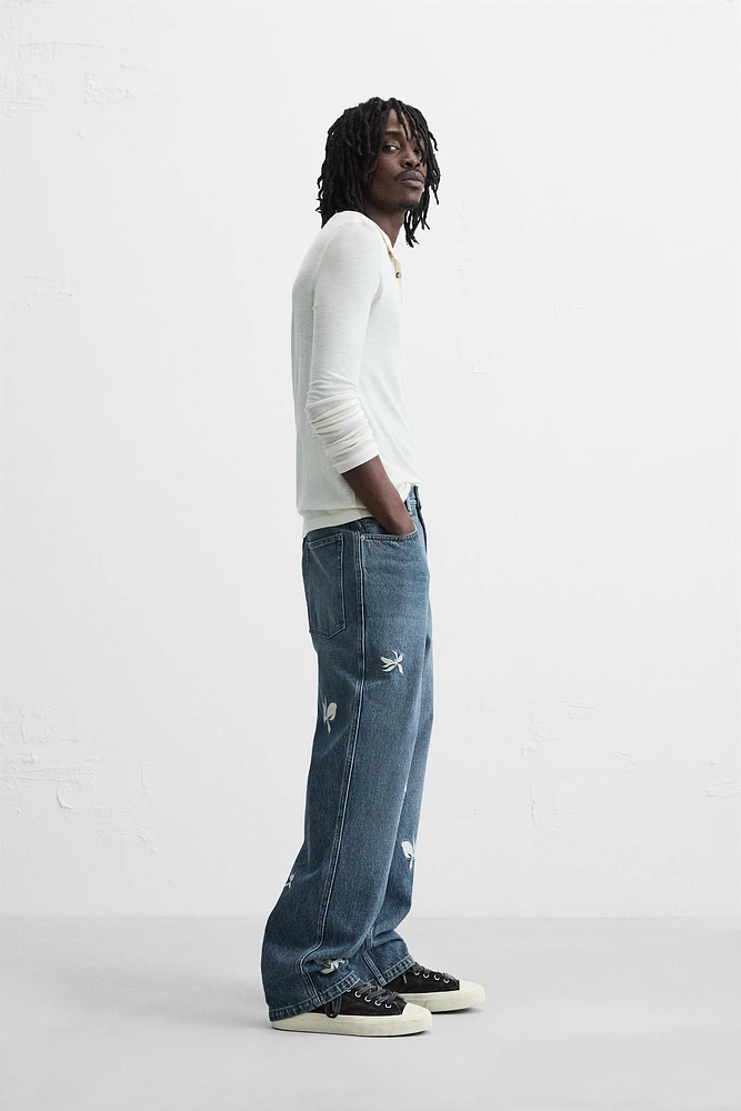 EMBROIDERED RELAXED FIT JEANS