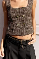 BUTTONED JACQUARD TEXTURED TOP