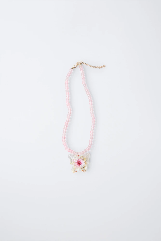 BUTTERFLY BEAD NECKLACE