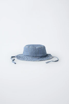 STRIPED TWILL BUCKET HAT