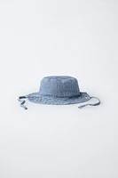 STRIPED TWILL BUCKET HAT