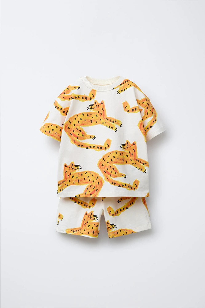 TIGER T-SHIRT AND BERMUDA JOGGING SET