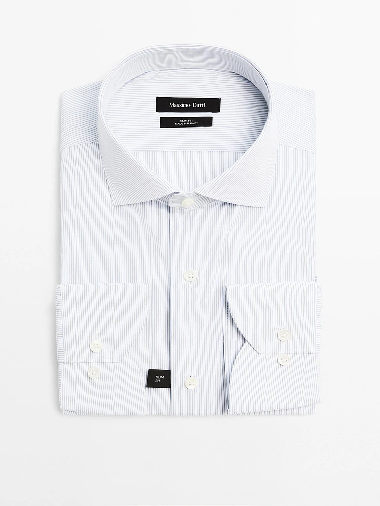 Chemise slim micro-rayures 100 % coton