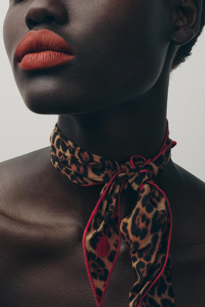 EMBROIDERED ANIMAL PRINT BANDANA