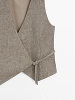 Gilet court cache-cœur 100 % lin