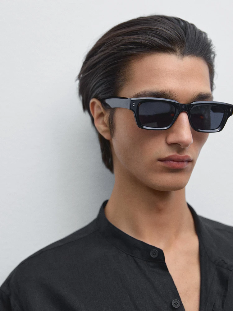 100% linen regular fit stand-up collar shirt