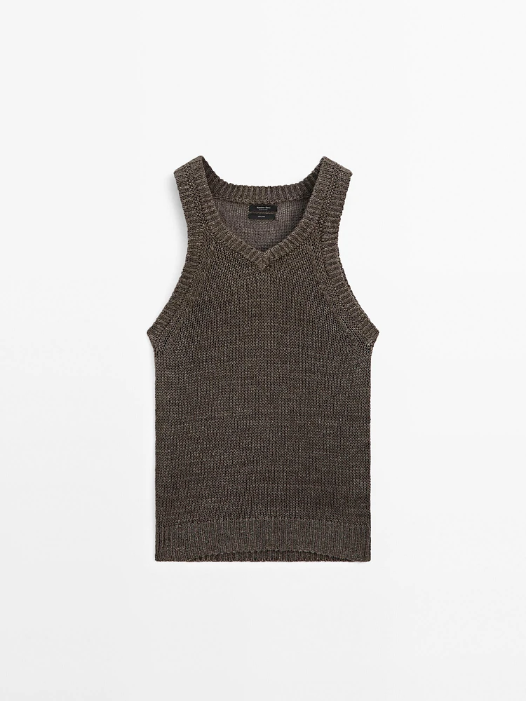 100% linen knit top
