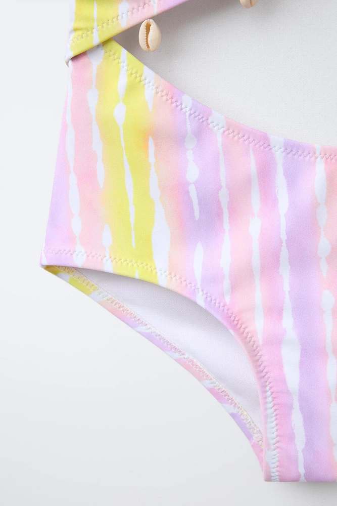 6-14 ANS/ MAILLOT DE BAIN TIE DYE COQUILLAGES CUT OUT