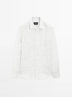 Chemise lin regular fit à carreaux
