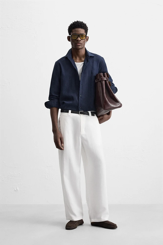 LYOCELL BLEND PLEATED PANTS