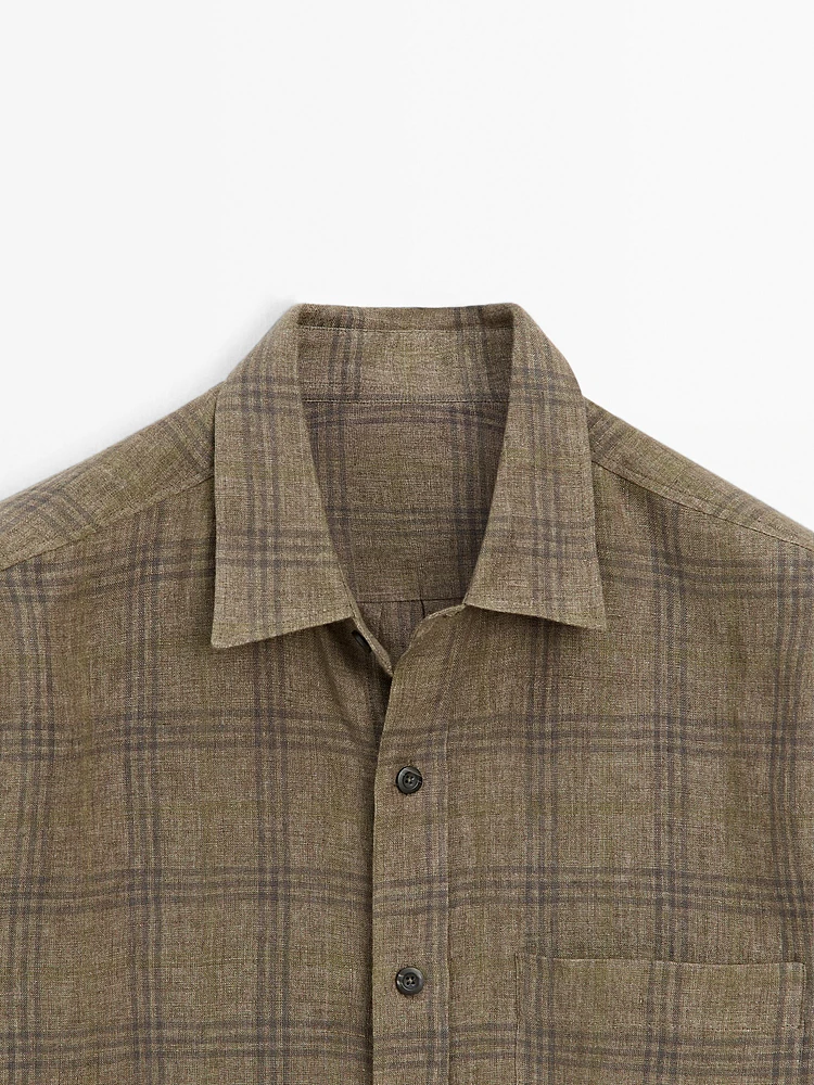 Chemise à carreaux regular fit en lin
