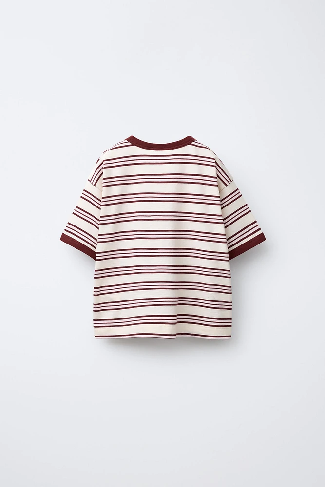 TIMELESZ - T-SHIRT À RAYURES ET LISERÉS CONTRASTANTS