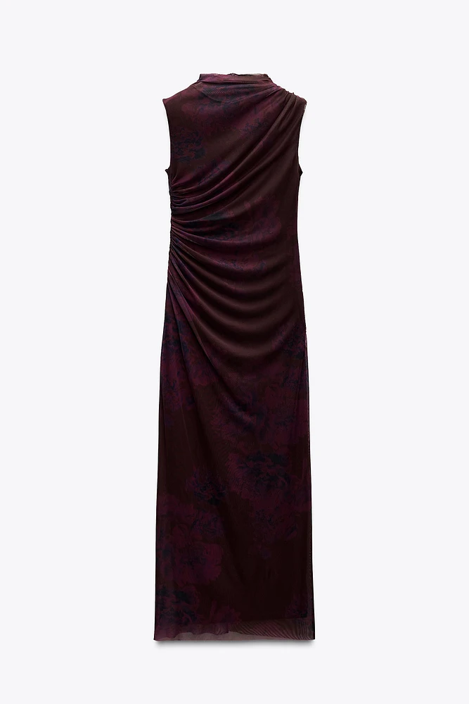 ROBE EN TULLE IMPRIMÉE AVEC DRAPÉ