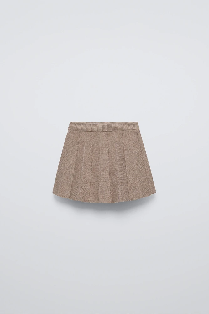 BOX PLEAT KNIT SKIRT