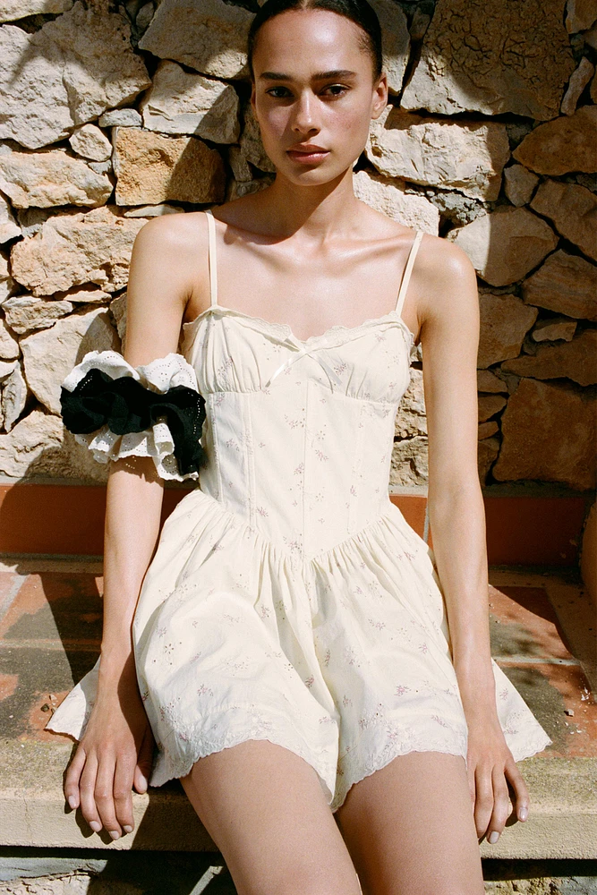 PRINTED POPLIN CORSET DRESS