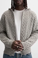 HOODED TEXTURED CARDIGAN