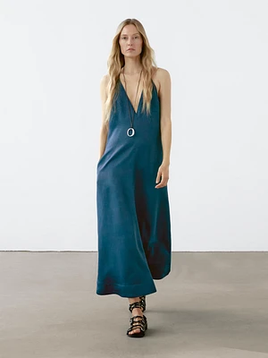 Long flowing V-neck dress