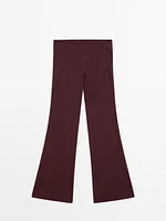 Flowing linen blend flared trousers