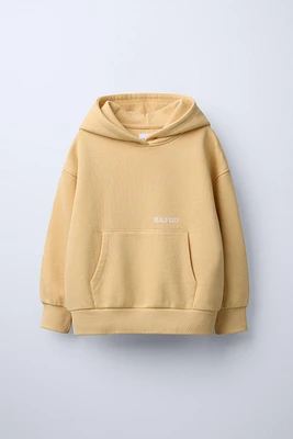 TEXT PRINT HOODED SWEATSHIRT