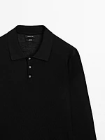Linen polo collar knit sweater
