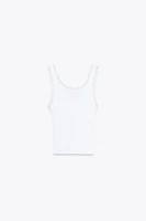 RIBBED BOW LACE TOP