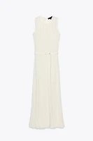 ROBE MIDI EN MAILLE POINTELLE CEINTURE