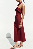 ROBE MIDI HALTER EN LIN