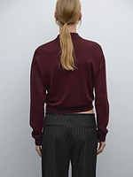 Cotton blend knit polo sweater