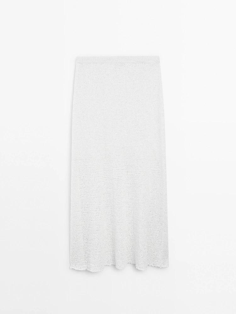Jupe midi en maille de coton mélangé