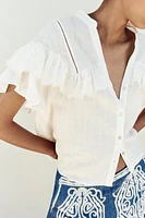SHORT SLEEVE RUFFLE BLOUSE