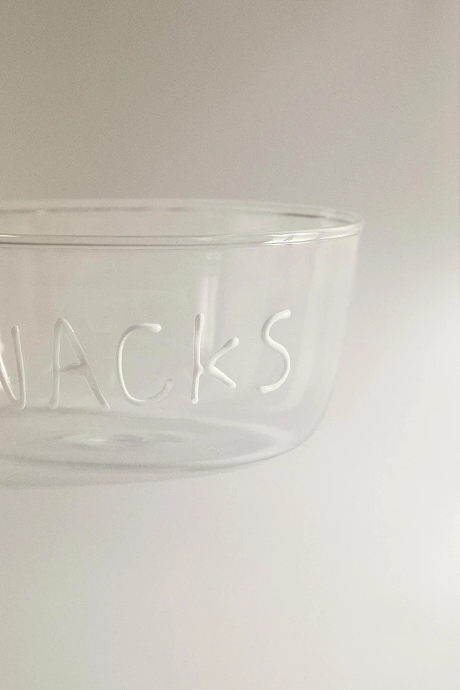 BOROSILICATE GLASS BOWL WITH SLOGAN