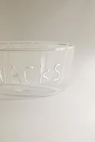 BOROSILICATE GLASS BOWL WITH SLOGAN