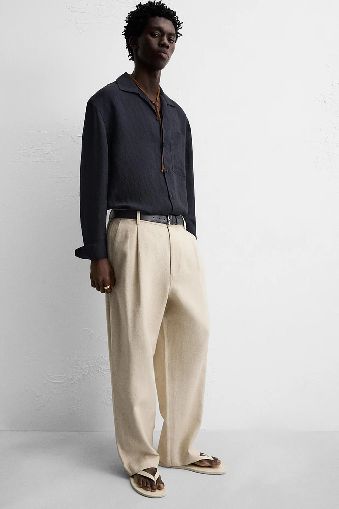 PANTALON LIN - COTON PLIS
