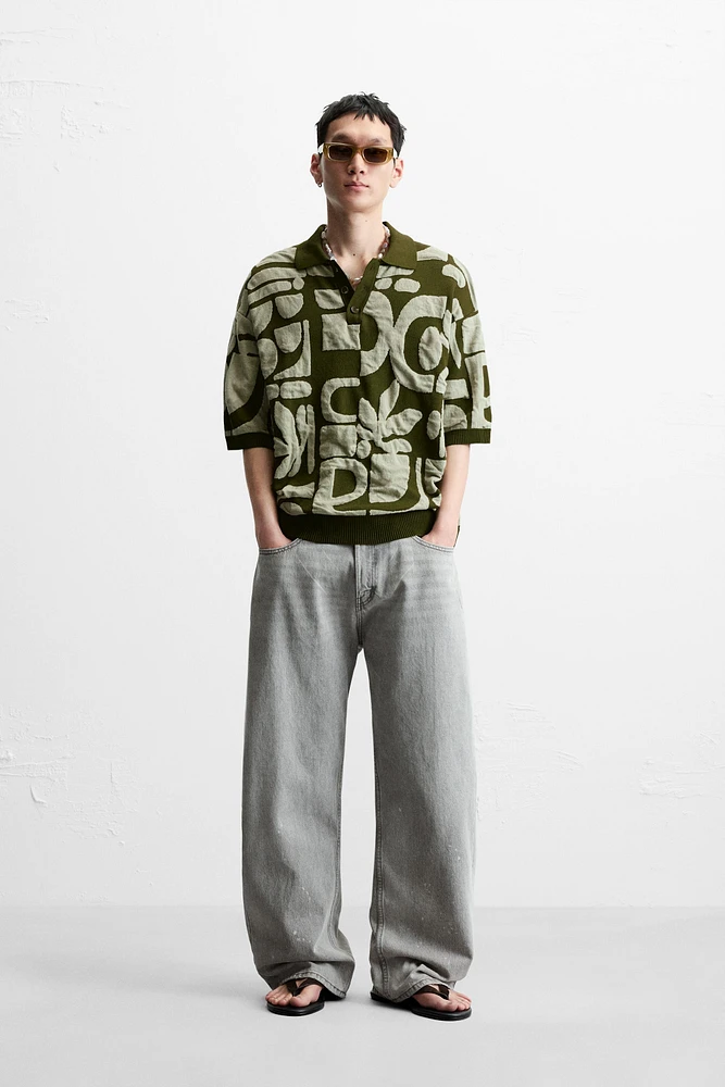 CONTRAST JACQUARD KNIT POLO SHIRT