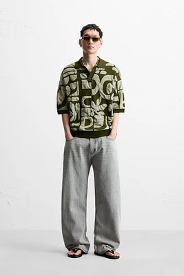CONTRAST JACQUARD KNIT POLO SHIRT