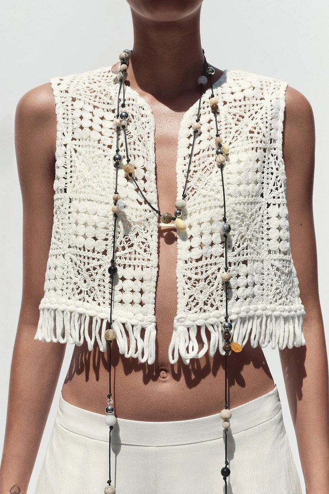 FRINGED MACRAMÉ VEST