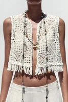 FRINGED MACRAMÉ VEST