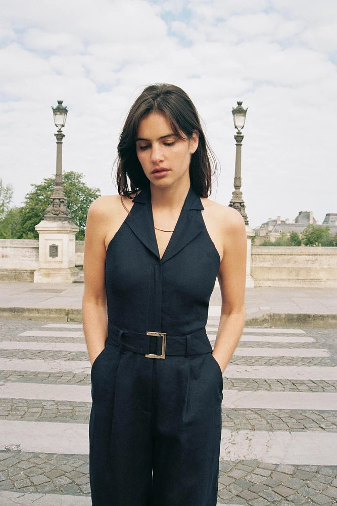 COMBINAISON HALTER CEINTURE AVEC LIN