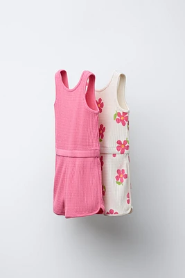 TWO-PACK OF RIBBED SHORT OVERALLS