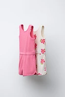 TWO-PACK OF RIBBED SHORT OVERALLS