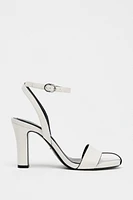 OPEN TOE HEELED LEATHER SANDALS