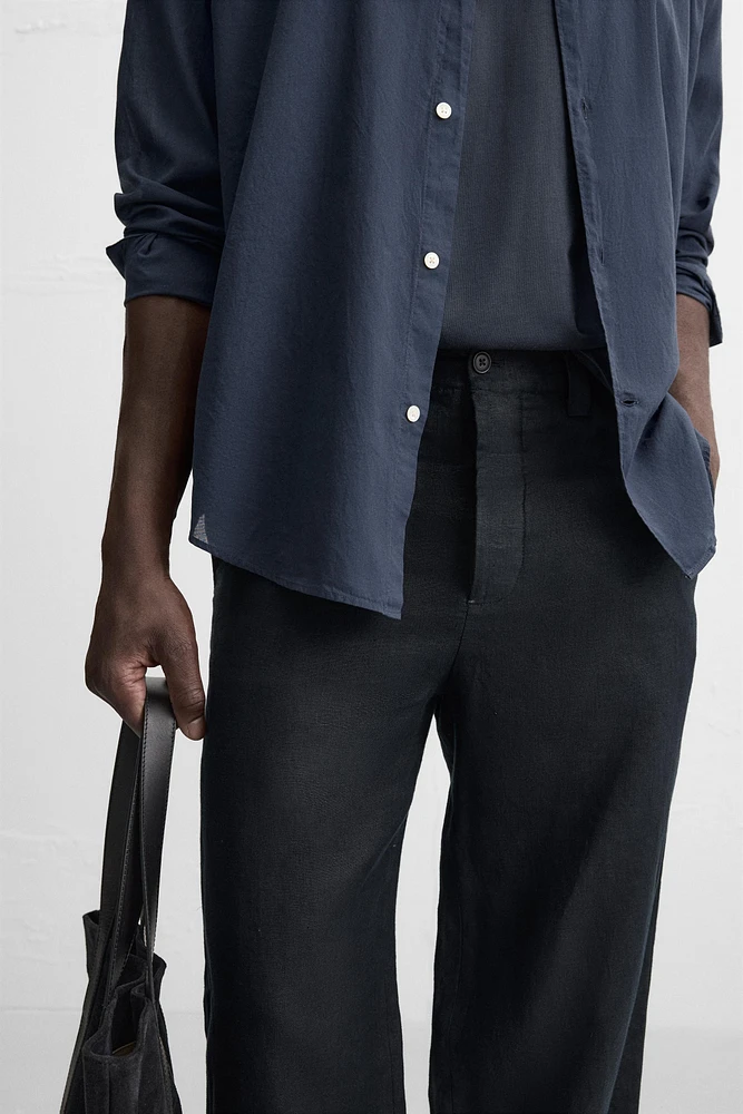 STRAIGHT FIT 100% LINEN PANTS