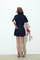 COMBINAISON COURTE EN DENIM Z1975 À MANCHES COURTES