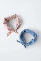 TWO-PACK OF SOLID AND STRIPED BANDANAS